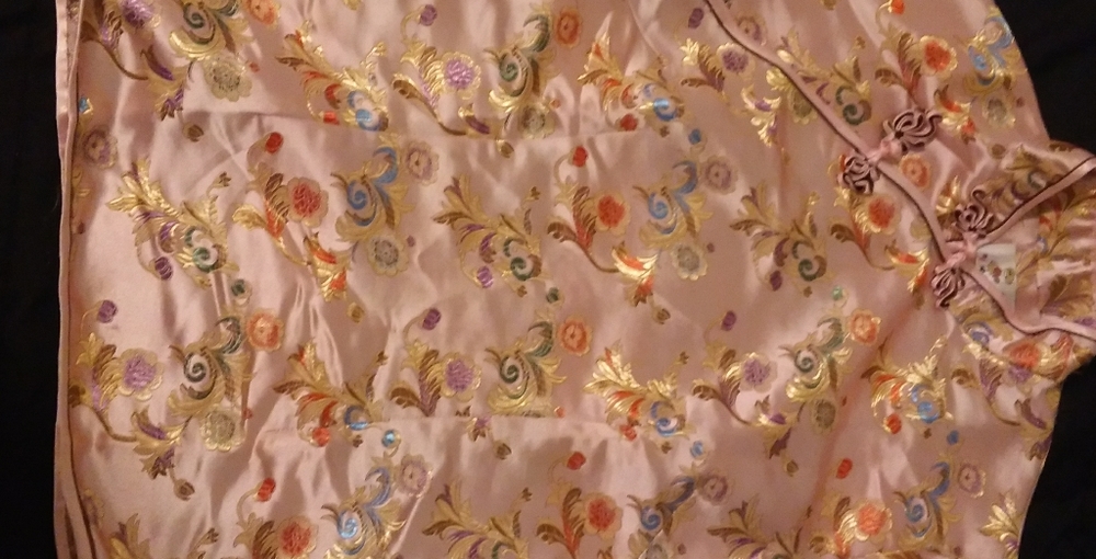 Vintage Asain Satin Small Top w/ Mandarin Collar